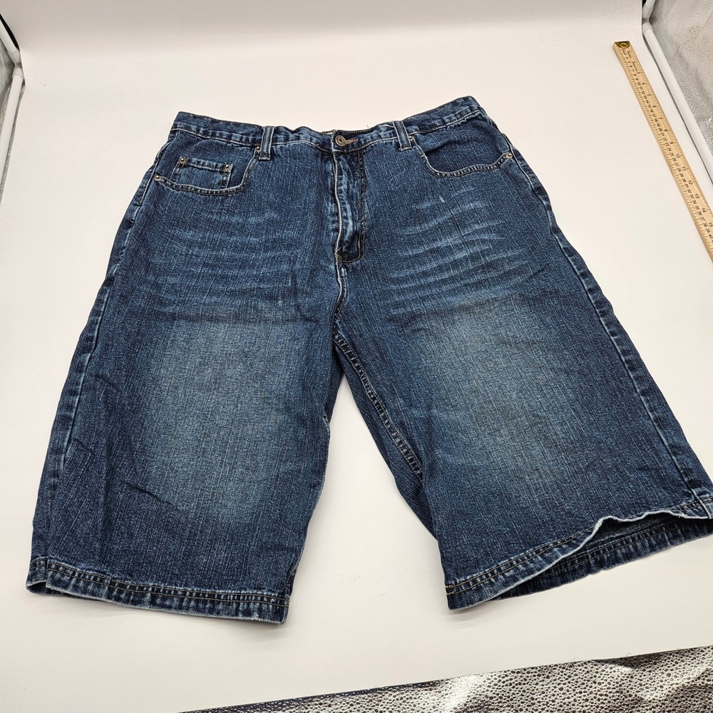 Route 66 Original Clothing Co Mens Denim Shorts Blue Relaxed Fit Size 38 Cotton
